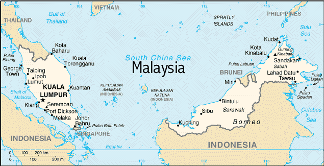 Map of Malaysia - Print for easier reading.